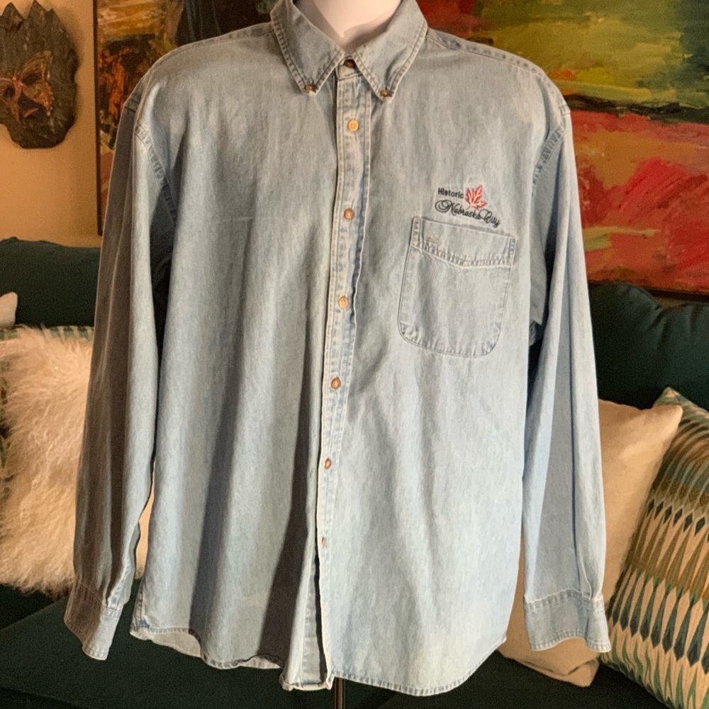 Historic Nebraska City L/S Denim Shirt NWOT